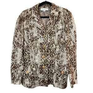 St. John couture animal print and gold sweater blazer 10